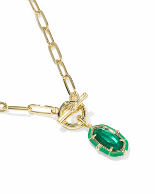 Kendra Scott Jewelry - Necklaces Elisa Gold Enamel Link & Chain Necklace Emerald Illusion