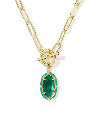Kendra Scott Jewelry - Necklaces Elisa Gold Enamel Link & Chain Necklace Emerald Illusion
