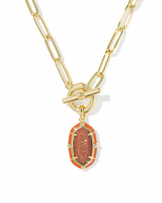 Kendra Scott Jewelry - Necklaces Elisa Gold Enamel Link & Chain Necklace Orange Goldstone