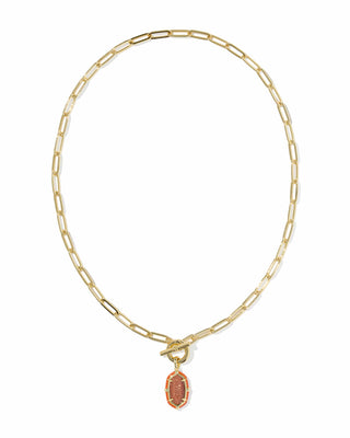Kendra Scott Jewelry - Necklaces Elisa Gold Enamel Link & Chain Necklace Orange Goldstone