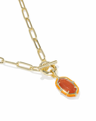 Kendra Scott Jewelry - Necklaces Elisa Gold Enamel Link & Chain Necklace Papaya MOP