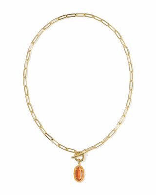 Kendra Scott Jewelry - Necklaces Elisa Gold Enamel Link & Chain Necklace Papaya MOP