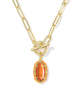 Kendra Scott Jewelry - Necklaces Elisa Gold Enamel Link & Chain Necklace Papaya MOP