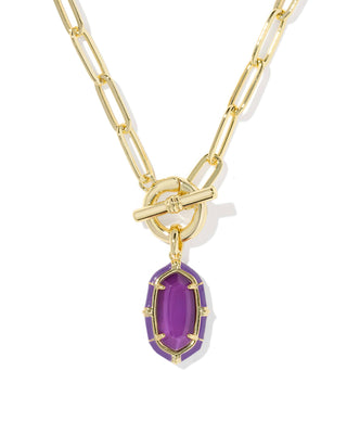 Kendra Scott Jewelry - Necklaces Elisa Gold Enamel Link & Chain Necklace Purple MOP
