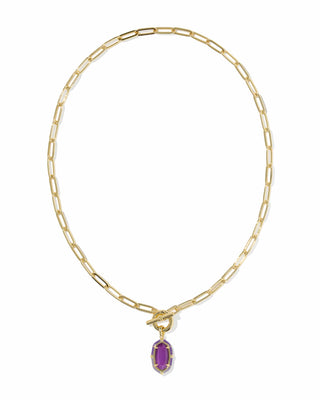 Kendra Scott Jewelry - Necklaces Elisa Gold Enamel Link & Chain Necklace Purple MOP