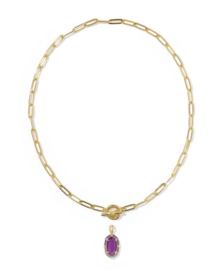 Kendra Scott Jewelry - Necklaces Elisa Gold Enamel Link & Chain Necklace Purple MOP