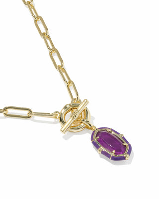 Kendra Scott Jewelry - Necklaces Elisa Gold Enamel Link & Chain Necklace Purple MOP