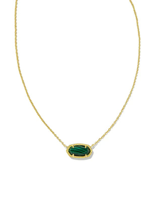 Kendra Scott Jewelry - Necklaces Elisa Gold Pendant Necklace Green Malachite