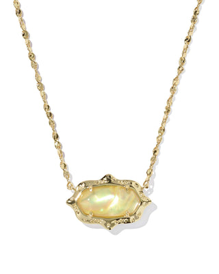 Kendra Scott Jewelry - Necklaces Elisa Gold Scallop Frame Short Pendant Necklace Yellow Iridescent Abalone