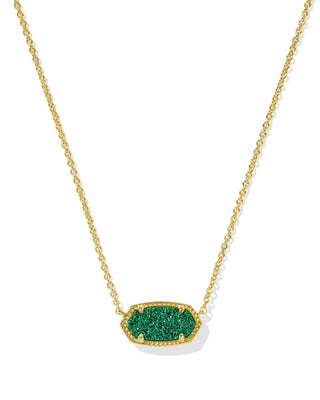 Kendra Scott Jewelry - Necklaces Elisa Gold Short Pendant Necklace Emerald Durzy