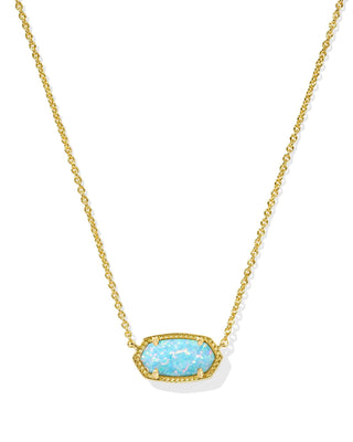 Kendra Scott Jewelry - Necklaces Elisa Gold Short Pendant Necklace Light Teal Kyocera Opal