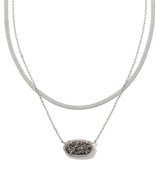 Kendra Scott Jewelry - Necklaces Elisa Herringbone Silver Multi Strand Platinum Drusy