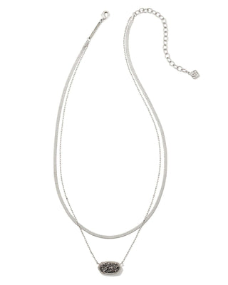 Kendra Scott Jewelry - Necklaces Elisa Herringbone Silver Multi Strand Platinum Drusy