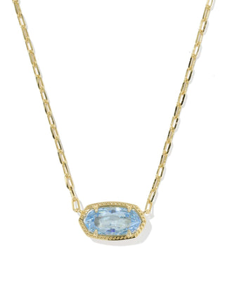 Kendra Scott Jewelry - Necklaces Elisa Luxe Gold Short Pendant Necklace Light Blue CZ