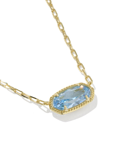 Kendra Scott Jewelry - Necklaces Elisa Luxe Gold Short Pendant Necklace Light Blue CZ