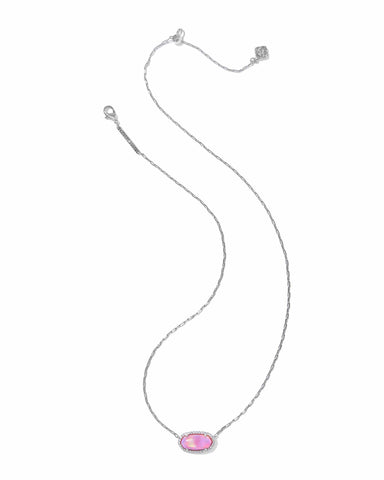 Kendra Scott Jewelry - Necklaces Elisa Pave Frame Silver Short Pendant Necklace Pink Opalescent Resin