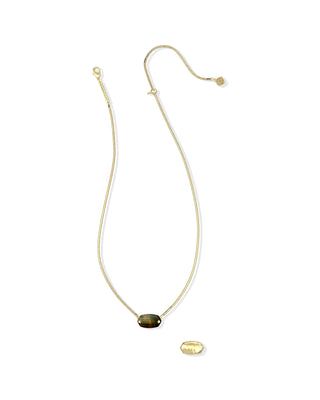 Kendra Scott Jewelry - Necklaces Elisa Riveted Gold Short Pendant Dark Brown Hawks Eye