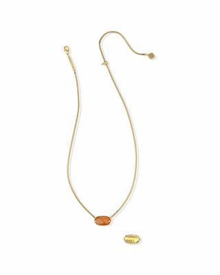 Kendra Scott Jewelry - Necklaces Elisa Riveted Gold Short Pendant Variegated Orange Banded Agate