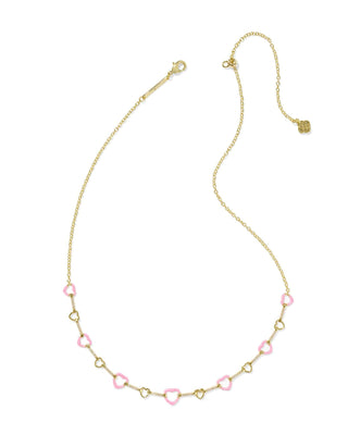 Kendra Scott Jewelry - Necklaces Haisley Heart Gold Strand Necklace Pink Pearlescent Enamel