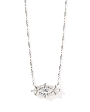 Kendra Scott Jewelry - Necklaces Lindy Rae Elisa Silver Short Pendant Necklace White Crystal