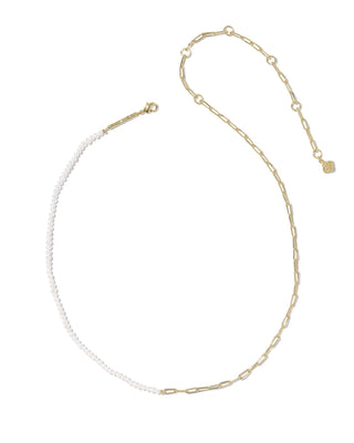 Kendra Scott Jewelry - Necklaces Markie Gold Half Chain Half Pearl Necklace