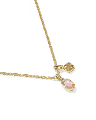 Kendra Scott Jewelry - Necklaces Mini Elisa & Dira Gold Necklace Light Pink Lab Grown Opal