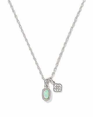 Kendra Scott Jewelry - Necklaces Mini Elisa & Dira Silver Necklace Green Lab Grown Opal