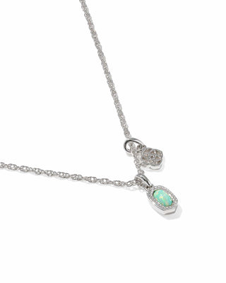 Kendra Scott Jewelry - Necklaces Mini Elisa & Dira Silver Necklace Green Lab Grown Opal