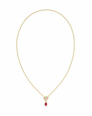 Kendra Scott Jewelry - Necklaces Mini Elisa Gold Toggle Short Pendant Necklace Carmine Red Illusion
