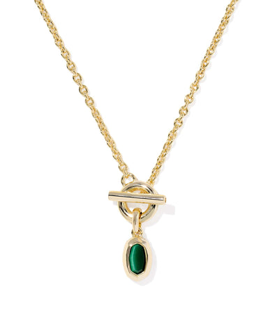 Kendra Scott Jewelry - Necklaces Mini Elisa Gold Toggle Short Pendant Necklace Green Tigers Eye