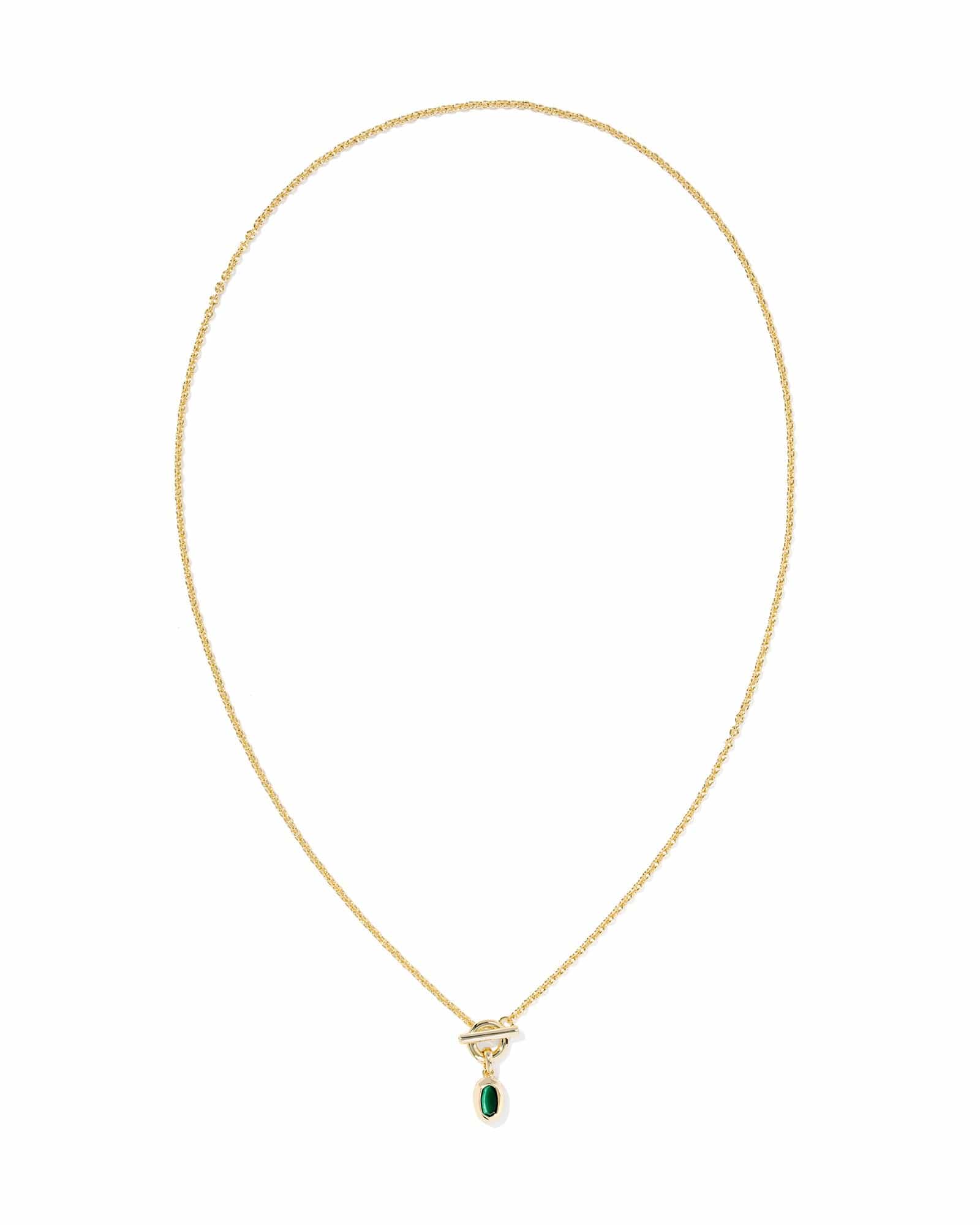 Kendra Scott Jewelry - Necklaces Mini Elisa Gold Toggle Short Pendant Necklace Green Tigers Eye