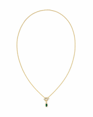 Kendra Scott Jewelry - Necklaces Mini Elisa Gold Toggle Short Pendant Necklace Green Tigers Eye