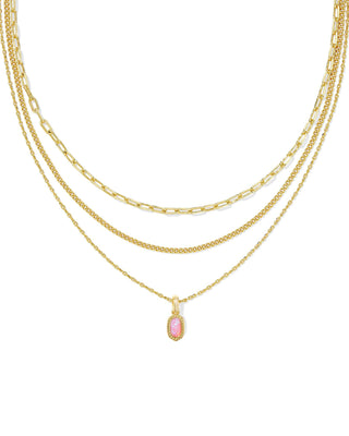 Kendra Scott Jewelry - Necklaces Mini Elisa Gold Triple Strand Necklace Carnation Kyocera Opal