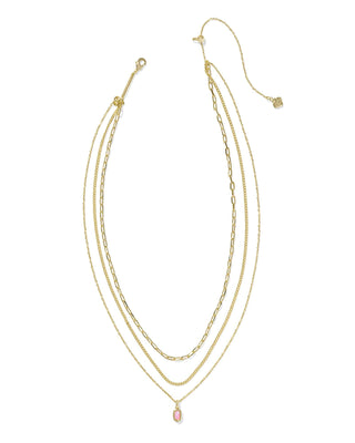 Kendra Scott Jewelry - Necklaces Mini Elisa Gold Triple Strand Necklace Carnation Kyocera Opal