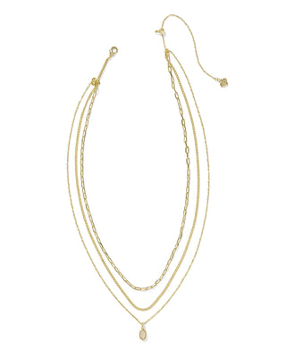 Kendra Scott Jewelry - Necklaces Mini Elisa Gold Triple Strand Necklace Iridescent Drusy