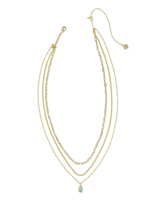 Kendra Scott Jewelry - Necklaces Mini Elisa Gold Triple Strand Necklace Light Teal Kyocera Opal