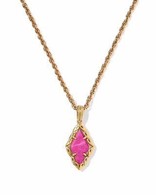 Kendra Scott Jewelry - Necklaces Sale Adeline Vintage Gold Short Pendant Necklace Dark Fuchsia Variegated