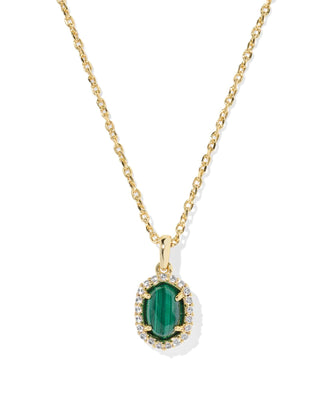 Kendra Scott Jewelry - Necklaces Sale Daphne Gold Crystal Frame Short Pendant Green Malachite