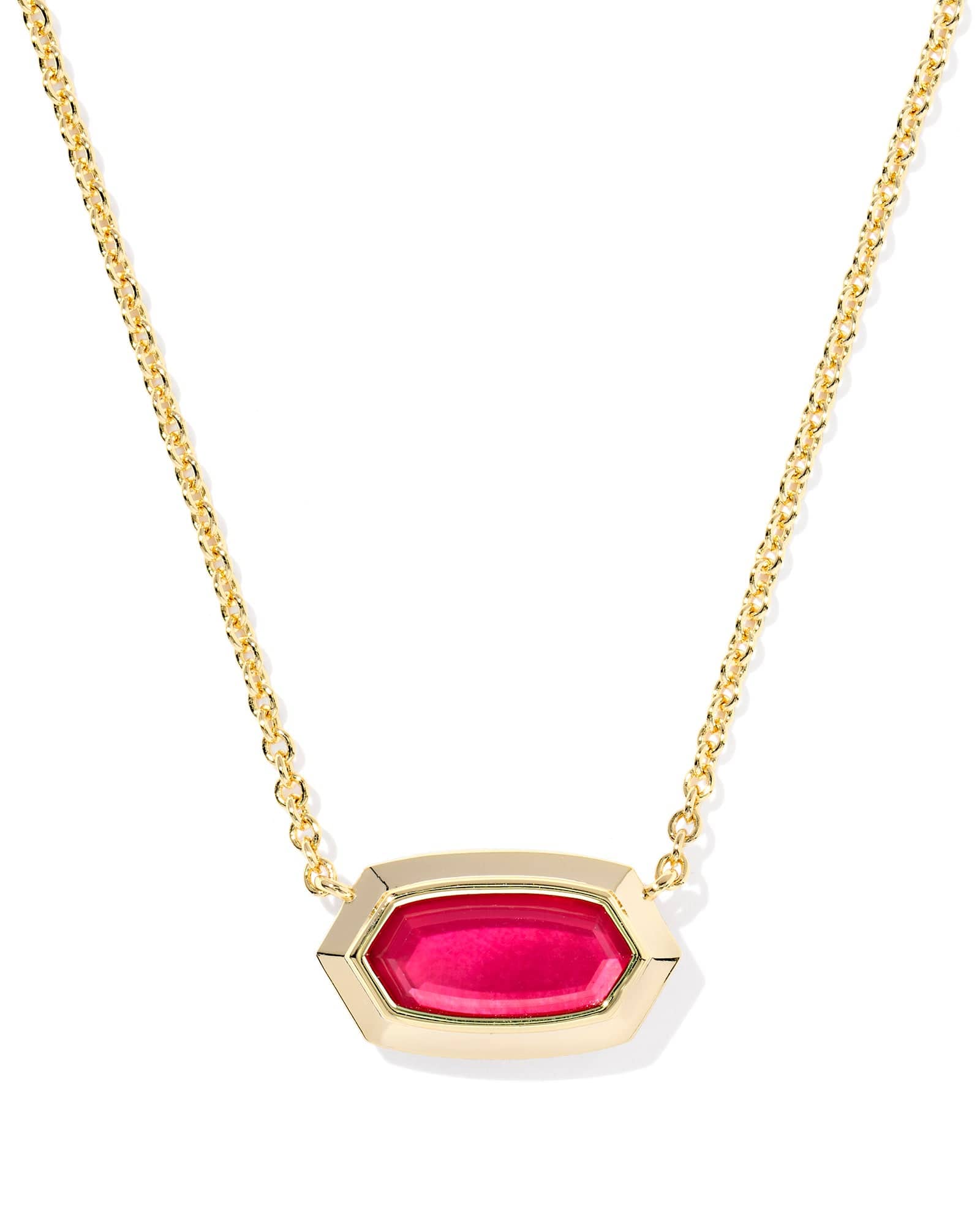 Kendra Scott Jewelry - Necklaces Sale Elisa Bezel Gold Short Pendant Necklace Carmine Red Illusion