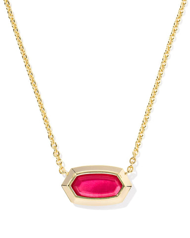 Kendra Scott Jewelry - Necklaces Sale Elisa Bezel Gold Short Pendant Necklace Carmine Red Illusion