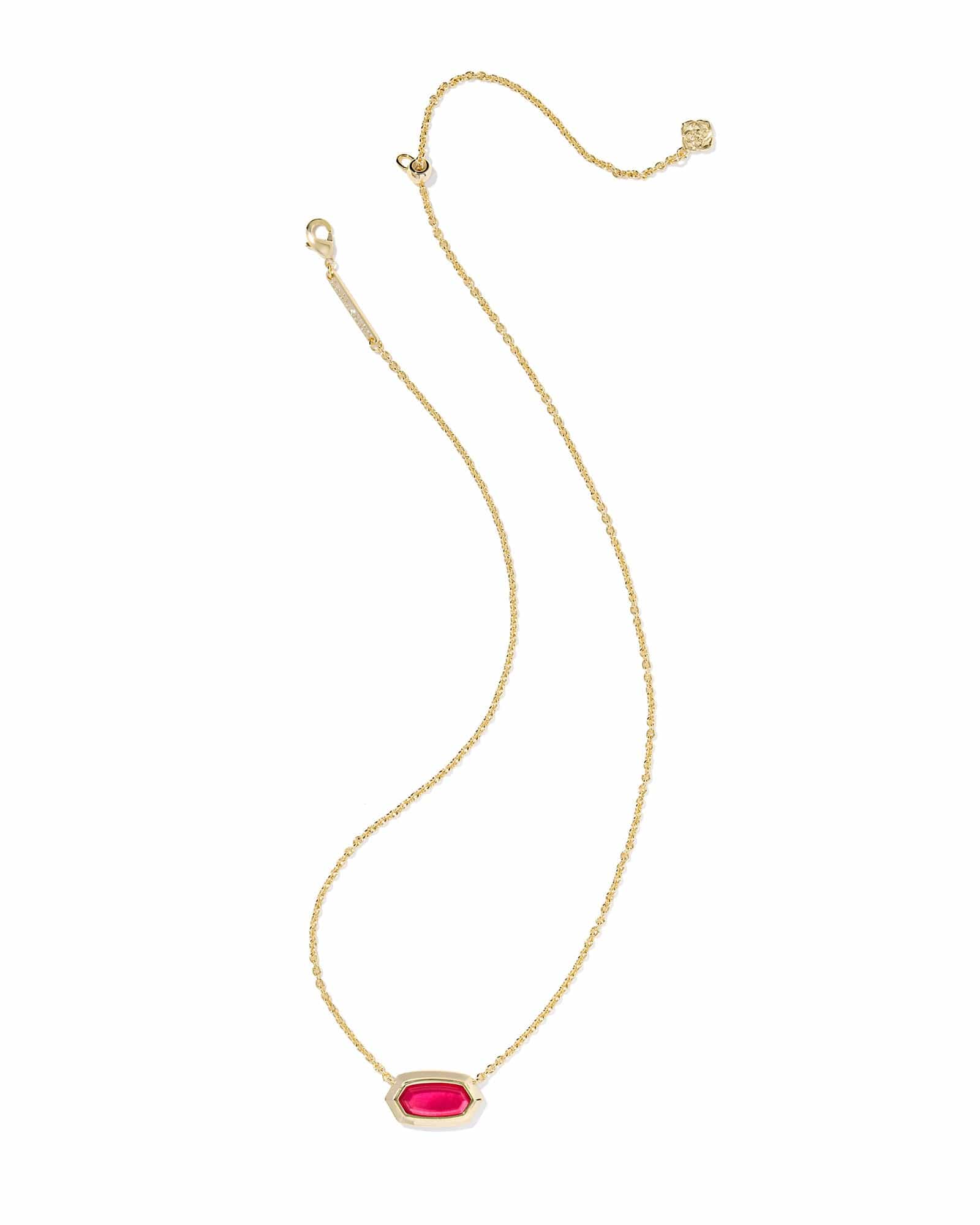Kendra Scott Jewelry - Necklaces Sale Elisa Bezel Gold Short Pendant Necklace Carmine Red Illusion