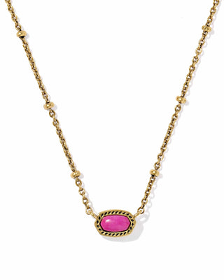 Kendra Scott Jewelry - Necklaces Sale Mini Elisa Vintage Gold Satellite Short Necklace Dark Fuchsia Variegated