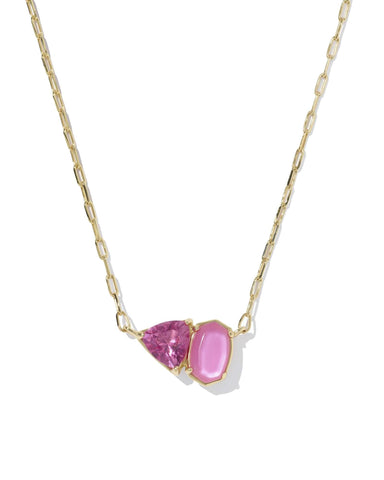 Kendra Scott Jewelry - Necklaces Tatum Gold Short Pendant Necklace Azalea Pink Mix