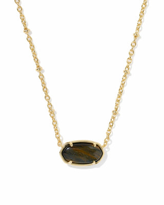 Kendra Scott Jewelry - Necklaces Tiger Striped Elisa Gold Short Pendant Dark Brown Hawk's Eye