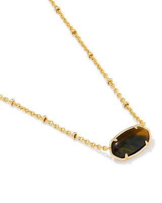Kendra Scott Jewelry - Necklaces Tiger Striped Elisa Gold Short Pendant Dark Brown Hawk's Eye