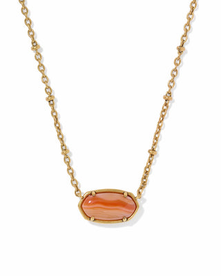 Kendra Scott Jewelry - Necklaces Tiger Striped Elisa Vintage Gold Short Pendant Orange Banded Agate