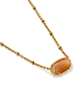 Kendra Scott Jewelry - Necklaces Tiger Striped Elisa Vintage Gold Short Pendant Orange Banded Agate