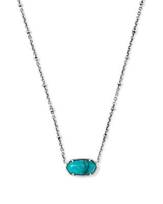 Kendra Scott Jewelry - Necklaces Tiger Striped Elisa Vintage Silver Short Pendant Blue Marble