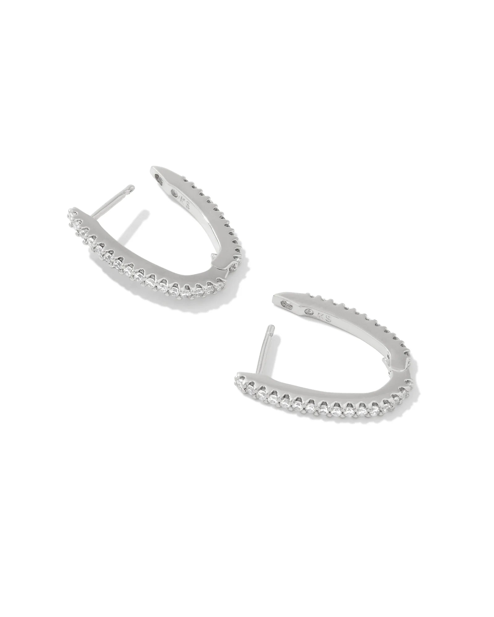 Murphy Silver Pave Huggie Earrings White Crystal