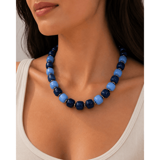 Kenze Penne, Inc. Jewelry - Necklaces Chunky Resin Necklace Navy/Light Blue